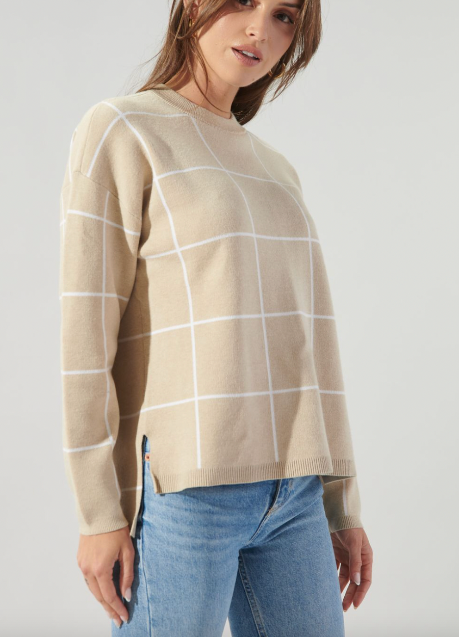 Oatmeal Grid Sweater