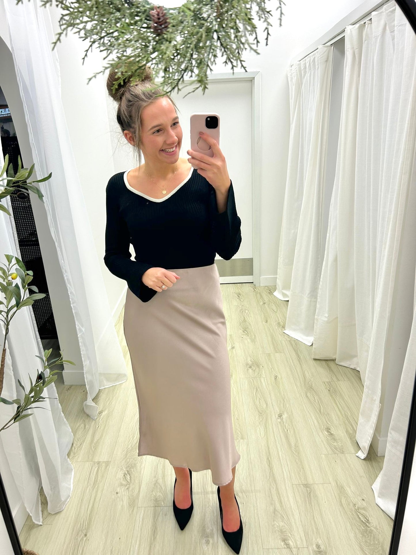 Contrast Hem Long Sleeve Top