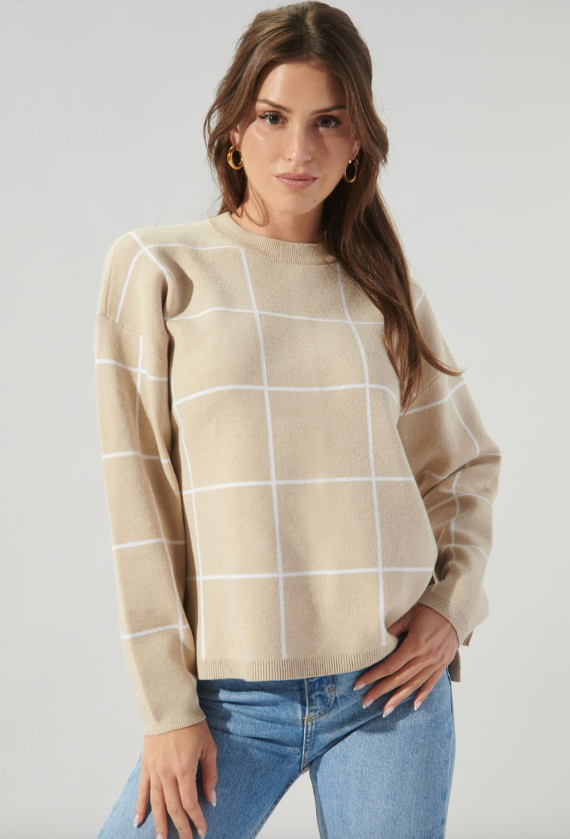 Oatmeal Grid Sweater