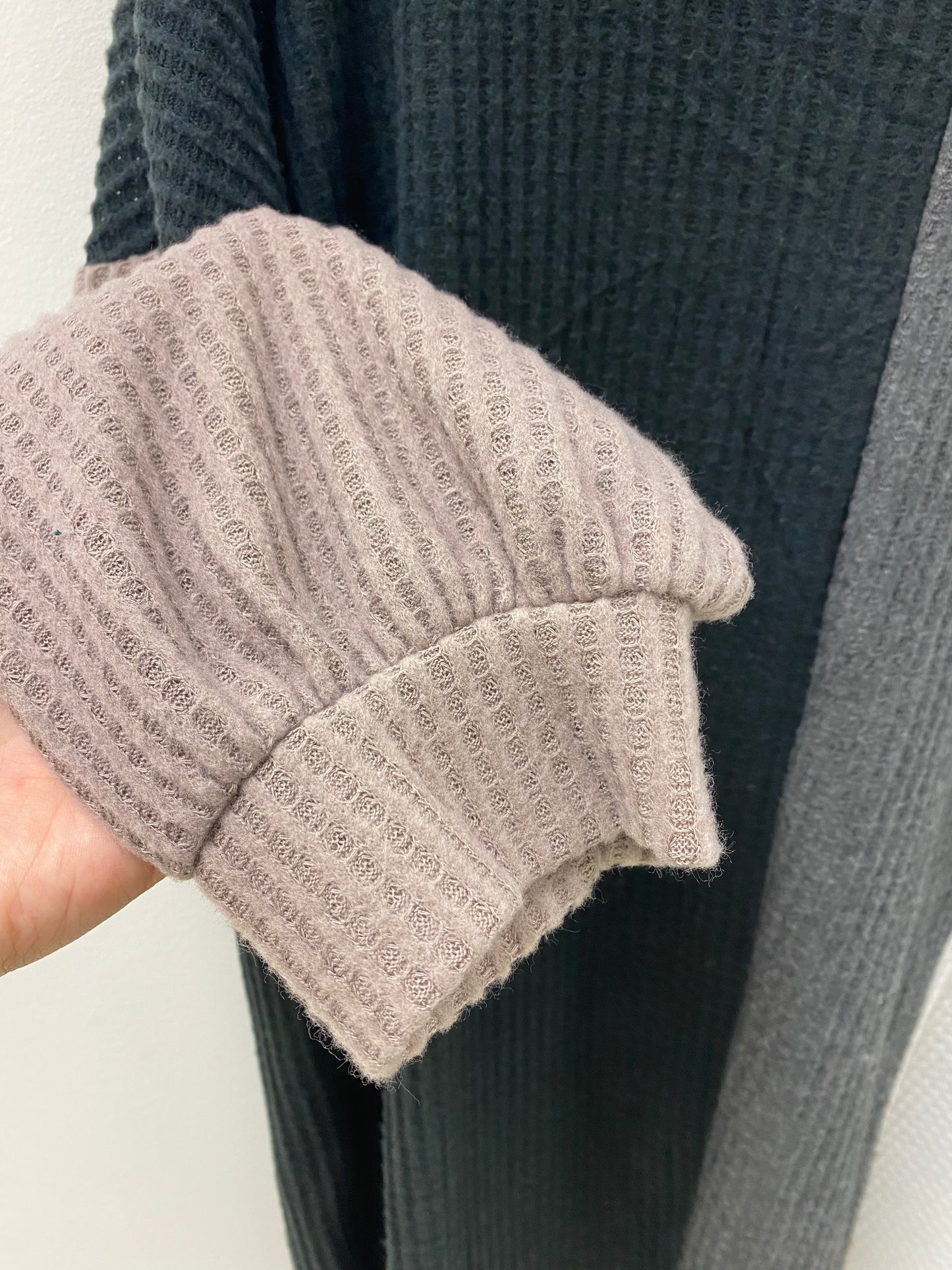 Waffle Colour Block Long Sleeve (1X-3X)
