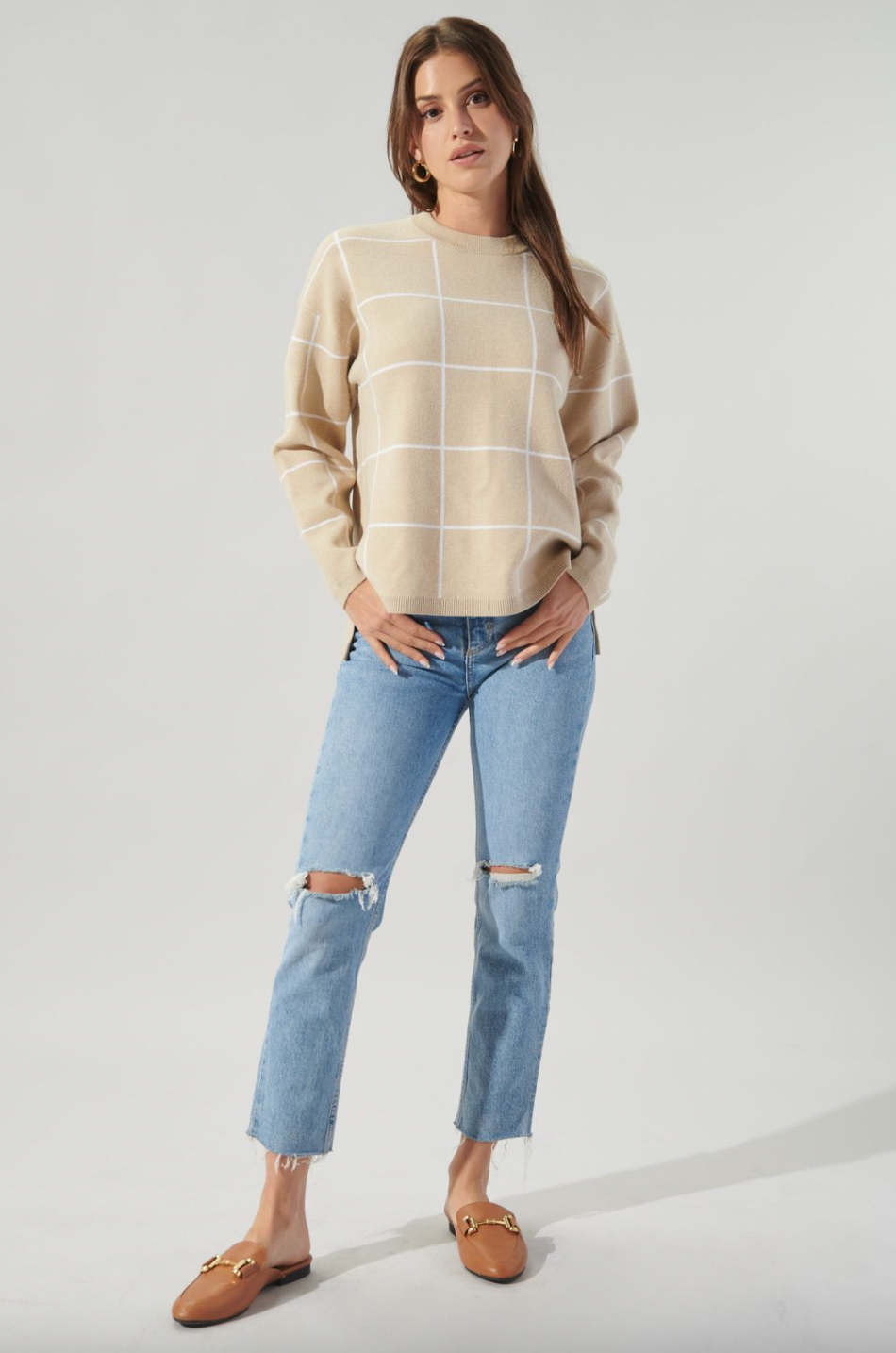 Oatmeal Grid Sweater