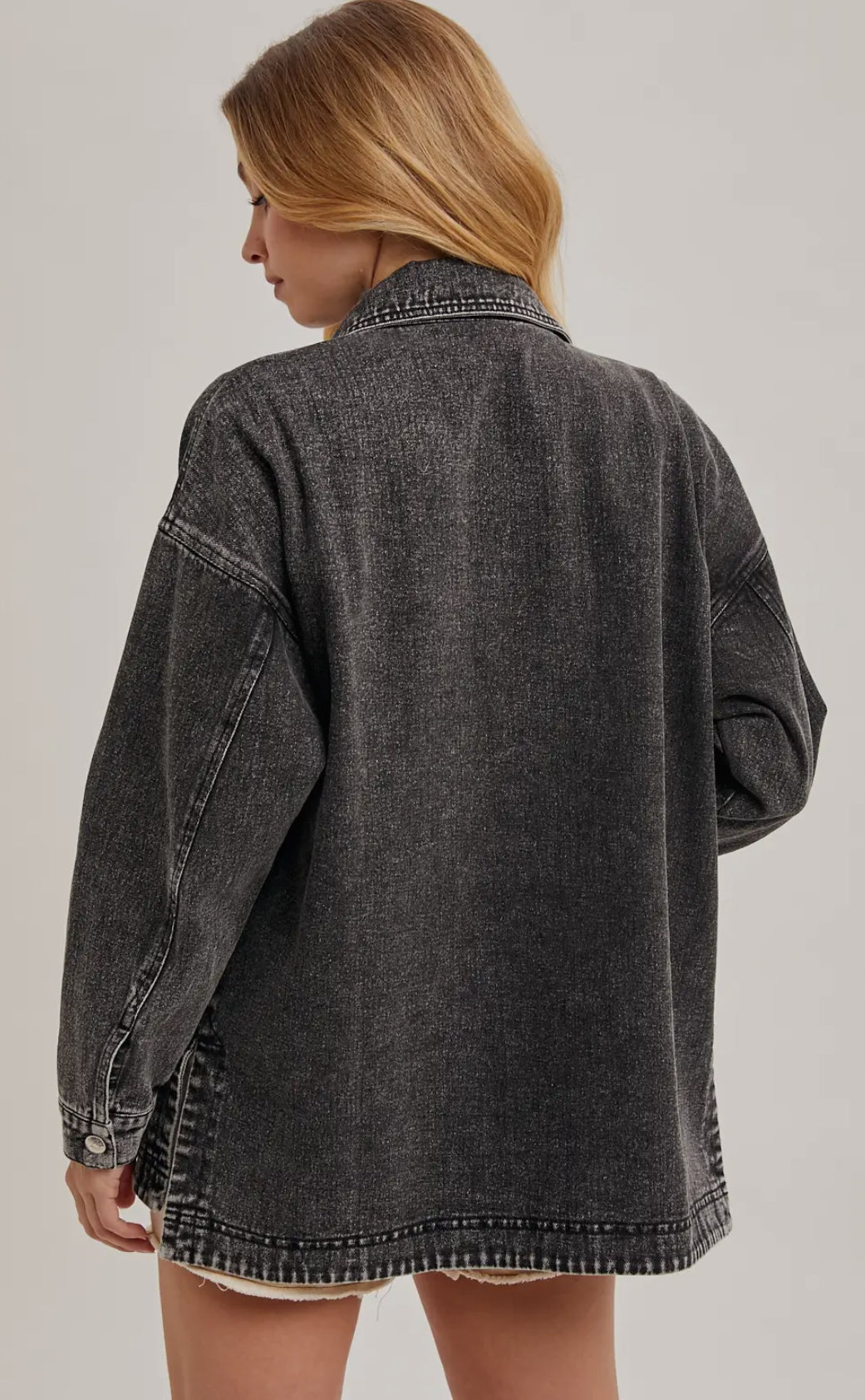 Button Down Denim Shirt Jacket