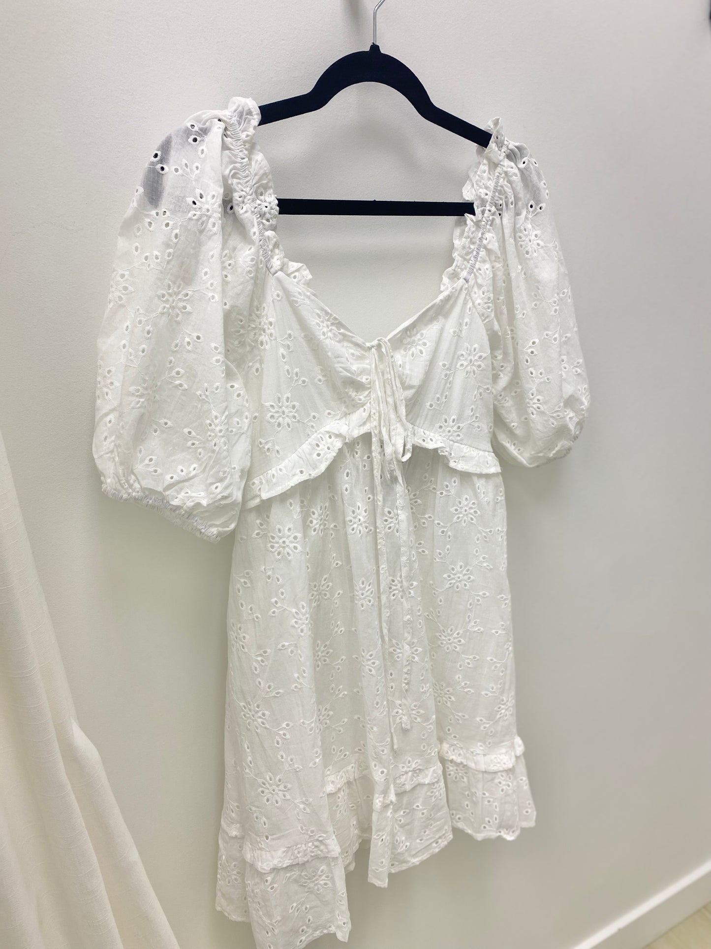 Eyelet Babydoll Mini Dress
