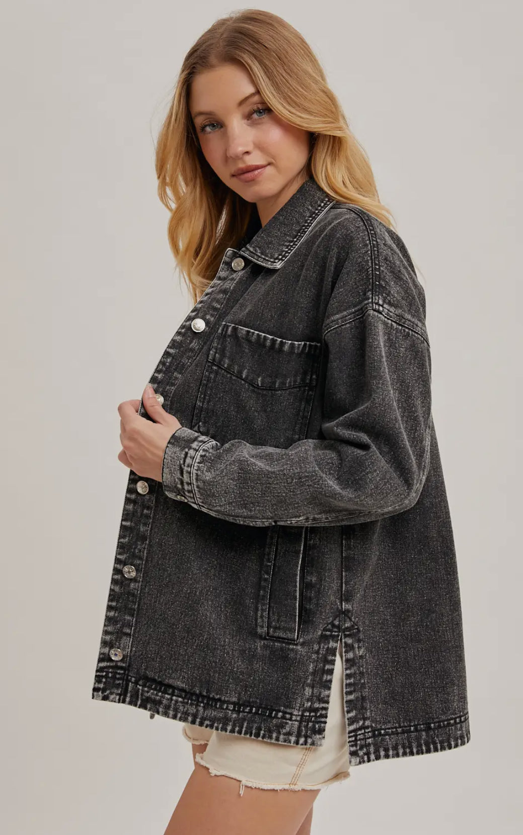 Button Down Denim Shirt Jacket