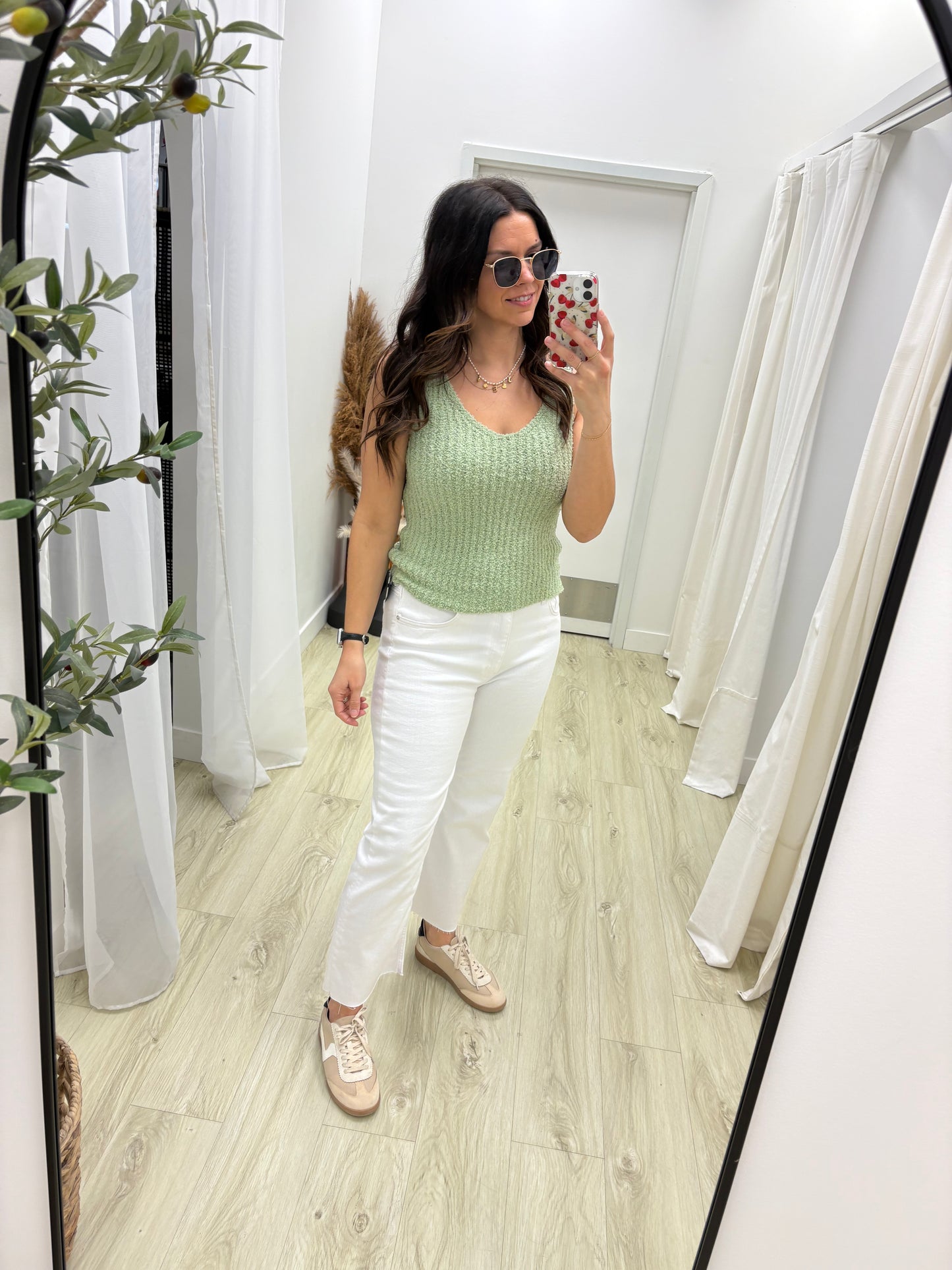 Sage V Neck Tank Top