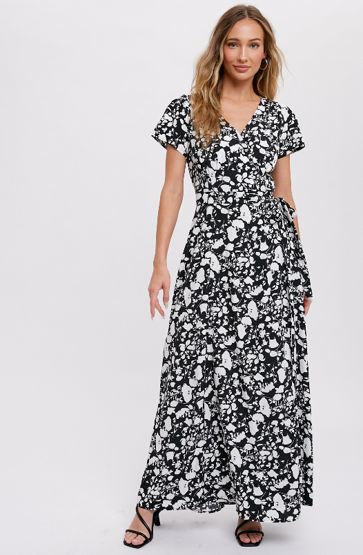 Women's floral print maxi wrap dress