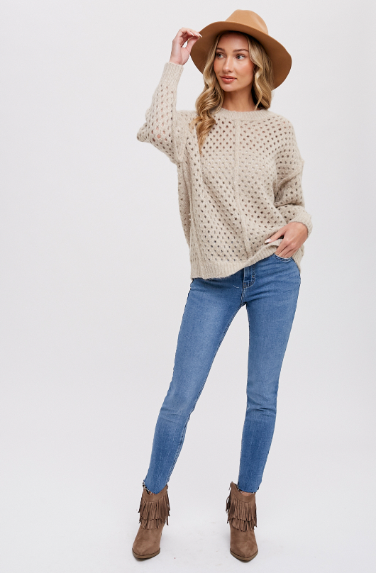 Women's open knit pullover