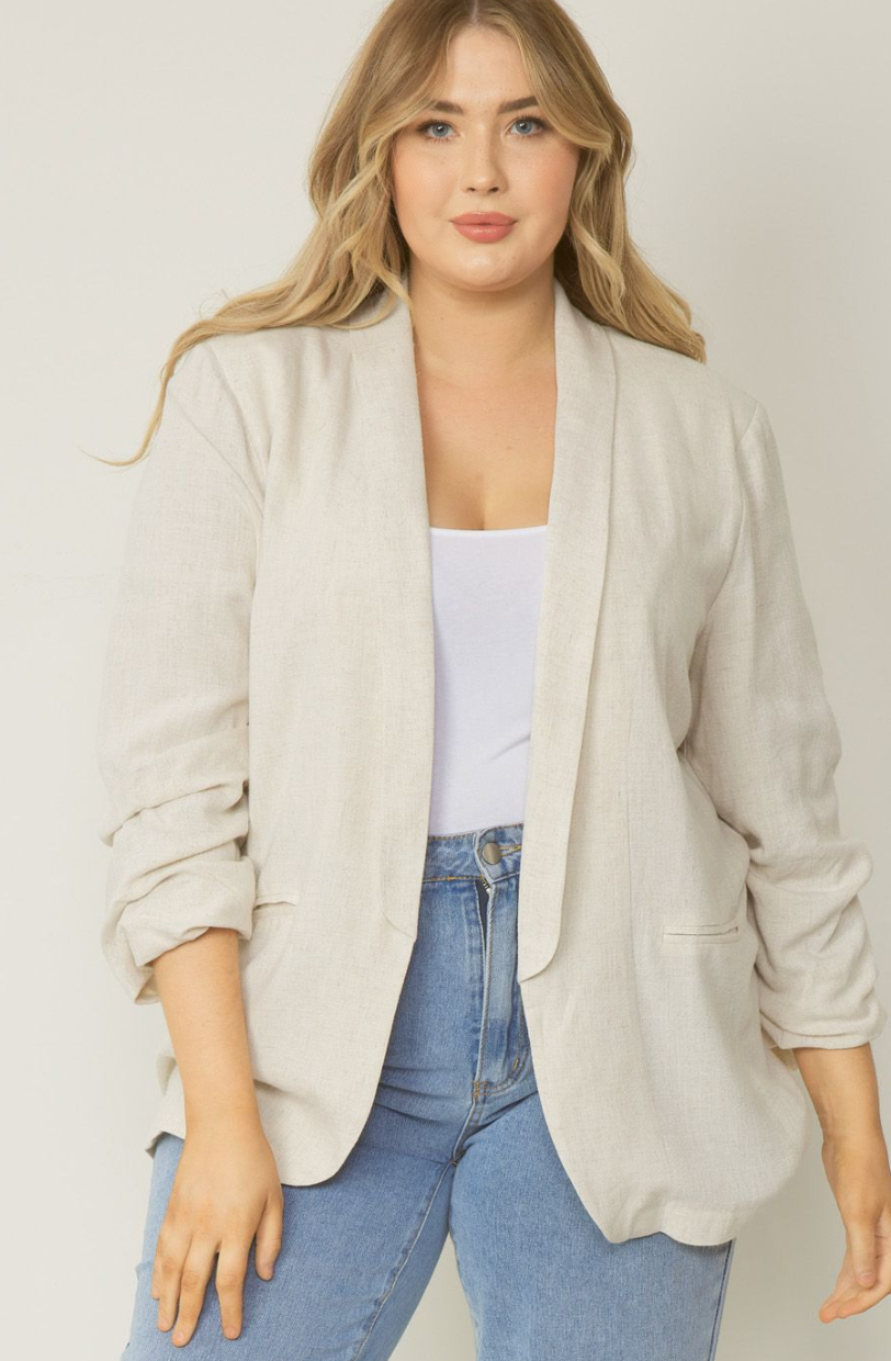 Women's plus size linen blazer