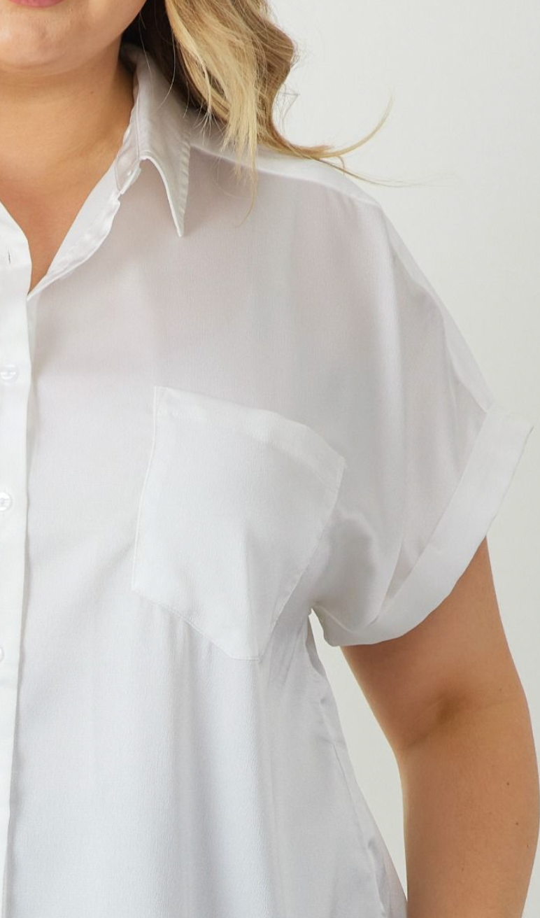 Women's plus size button down shirt with breast pocket