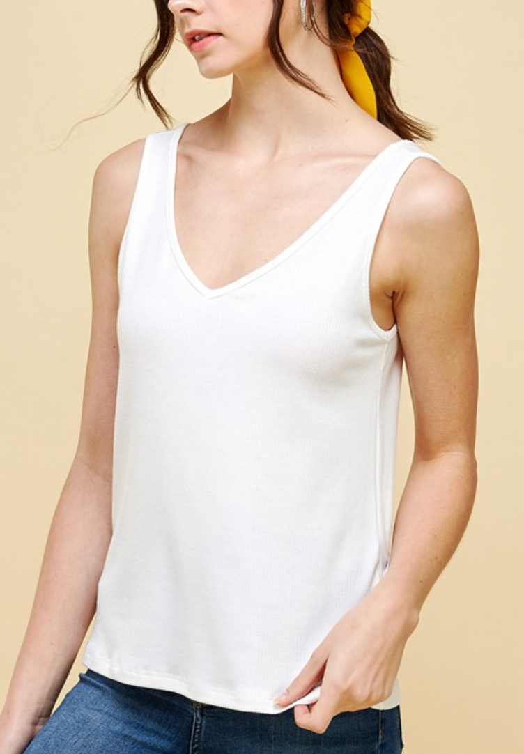 Women's ribbed v neck tank
