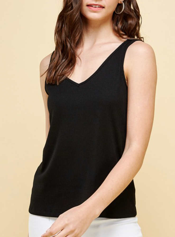 Women's ribbed v neck tank