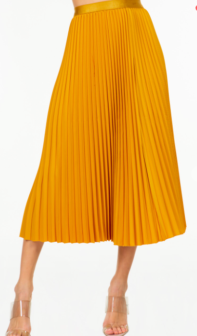 Glossy Pleated Skirt (2 Colours)
