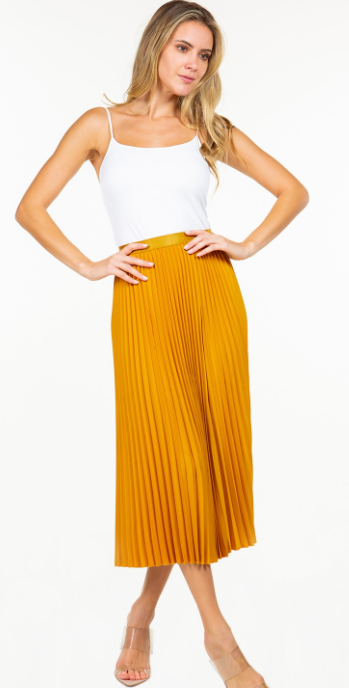 Glossy Pleated Skirt (2 Colours)