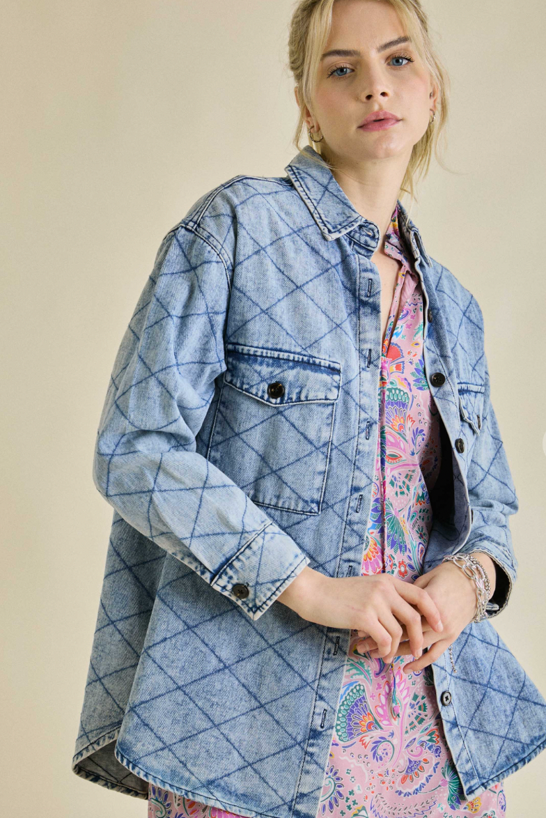 Quilted Denim Button Down (2 Colours) *Restocking**