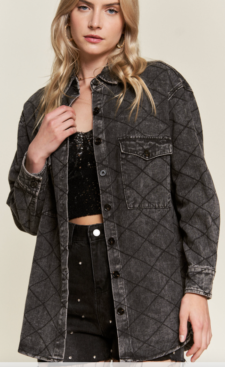 Quilted Denim Button Down (2 Colours) *Restocking**