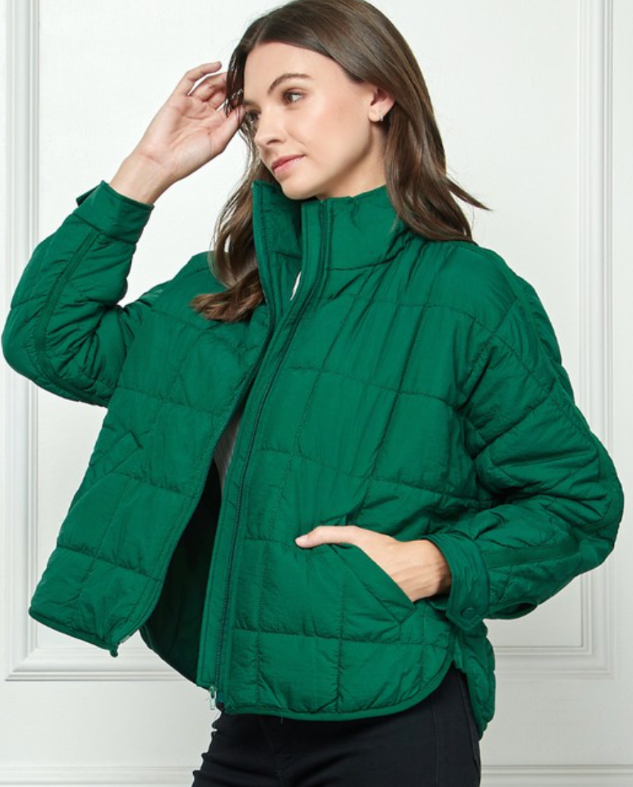Quilted puffer coat with pockets