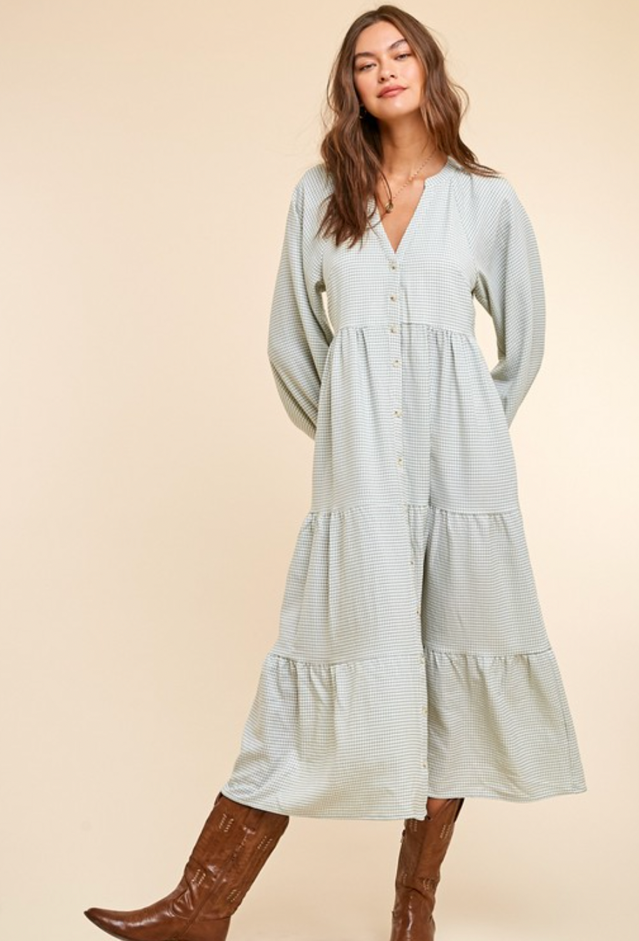Gingham midi dress