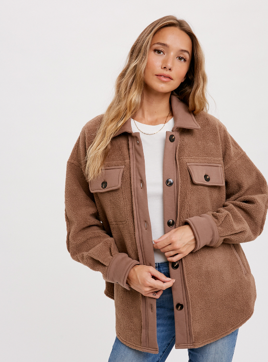 Mocha fleece shacket