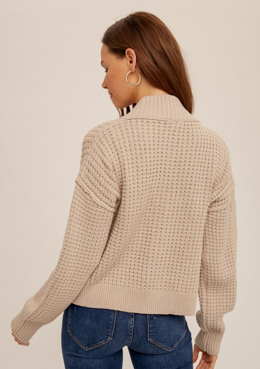 Textured cardigan with wooden buttons