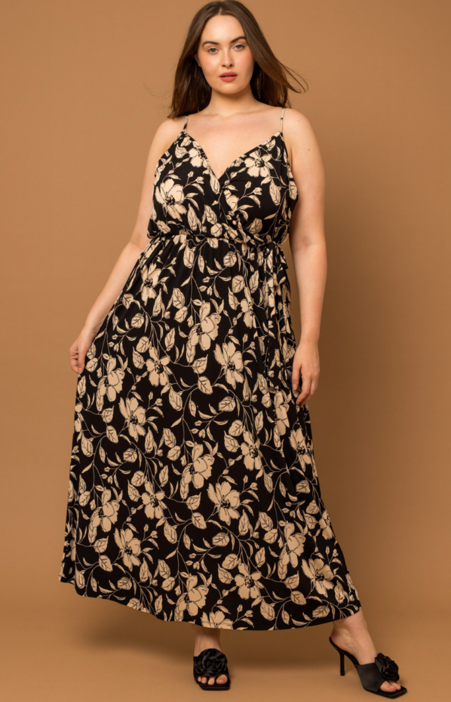 Floral maxi plus sized dress