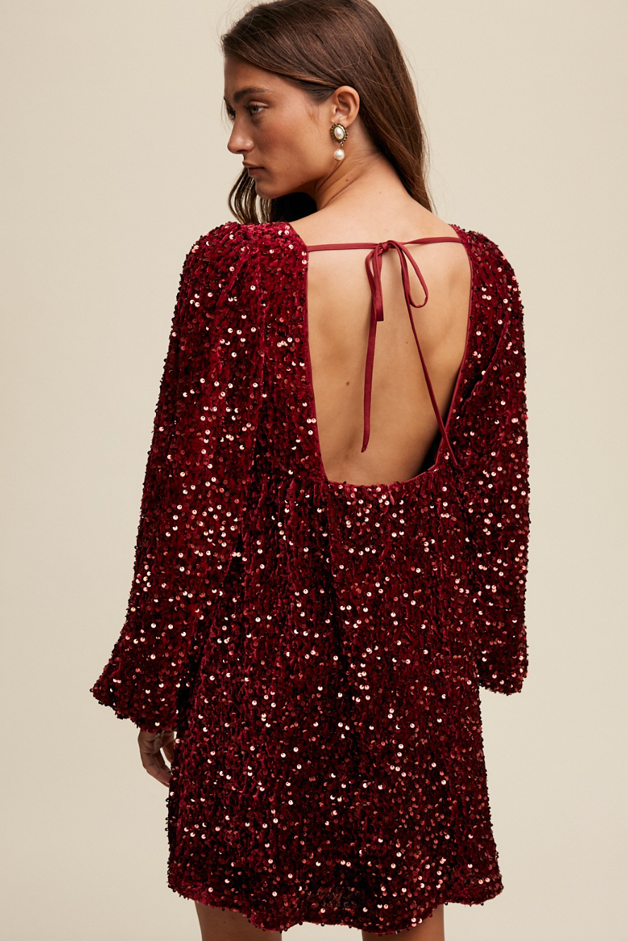 Open back sequin dress