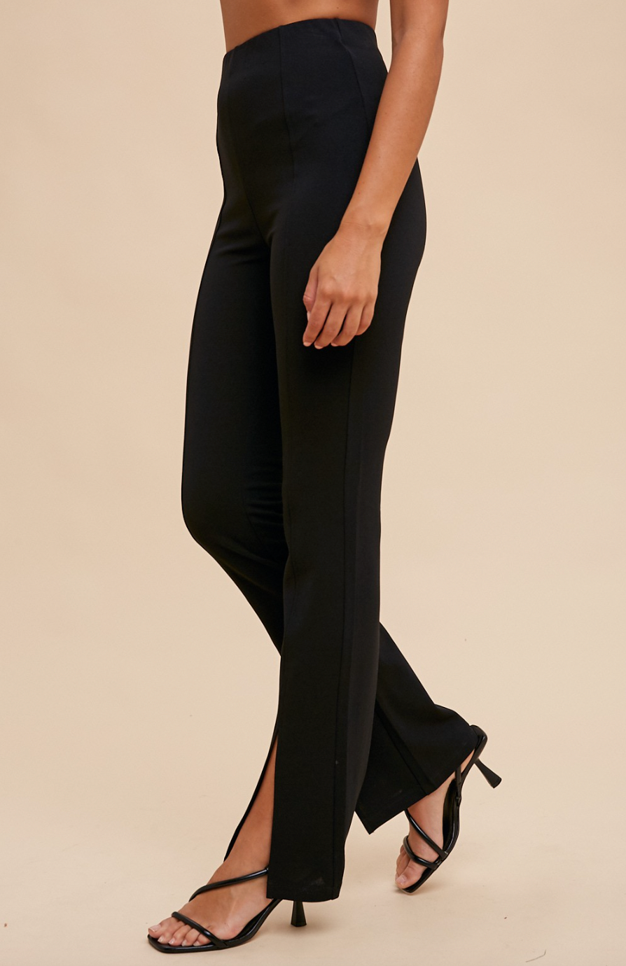 Black pants with slit