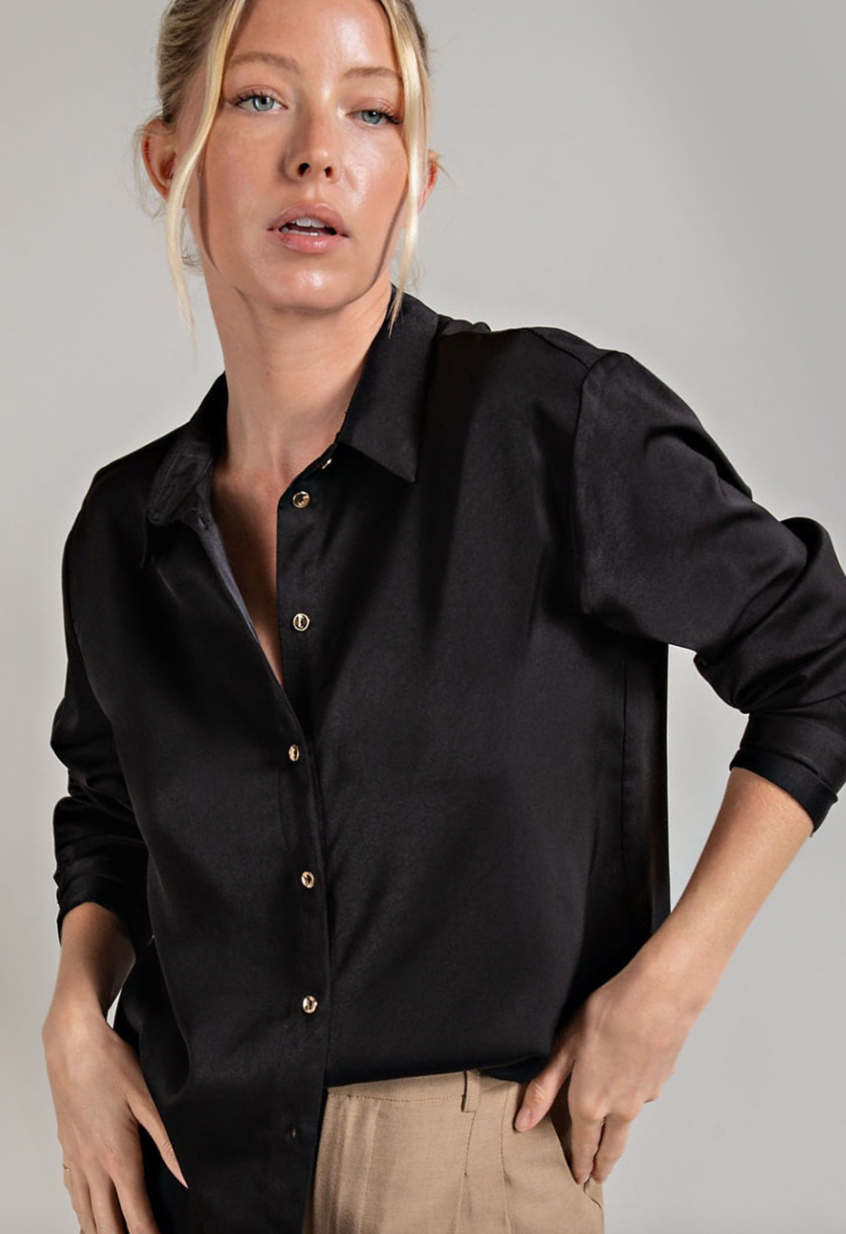 Button Down Collared Blouse (2 Colours)
