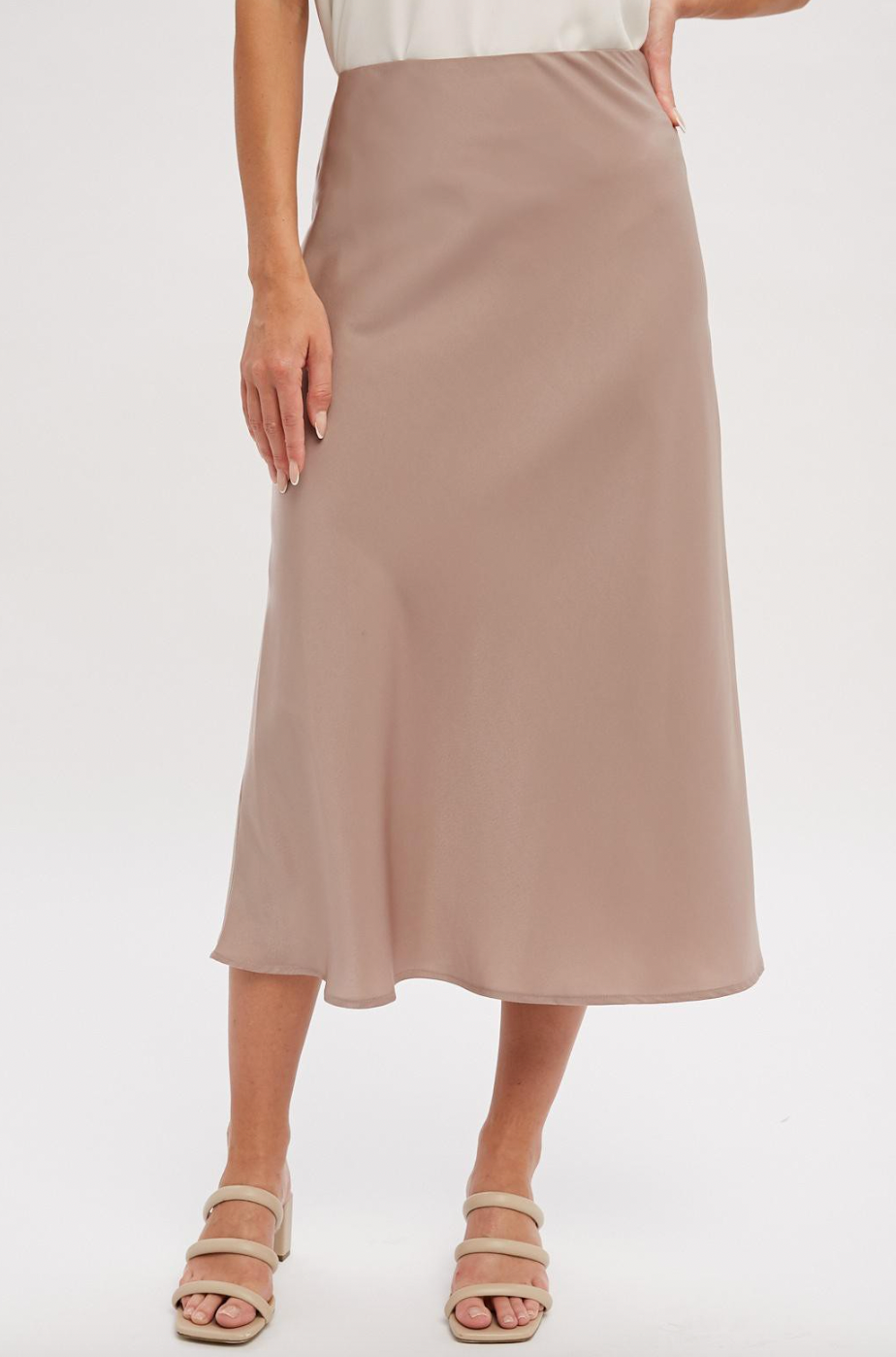 Satin midi skirt