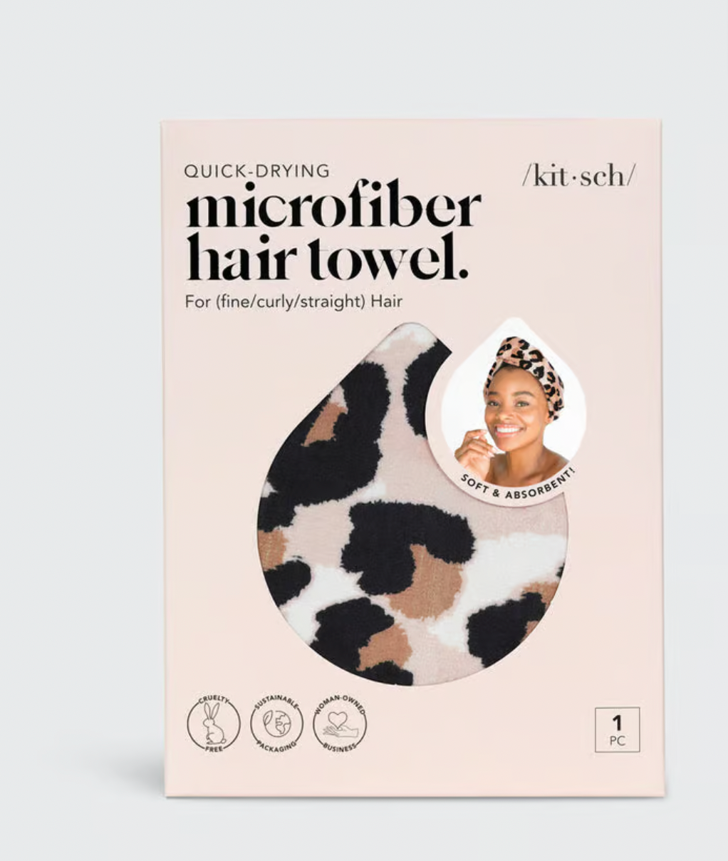 Microfiber Hair Towel in Leopard