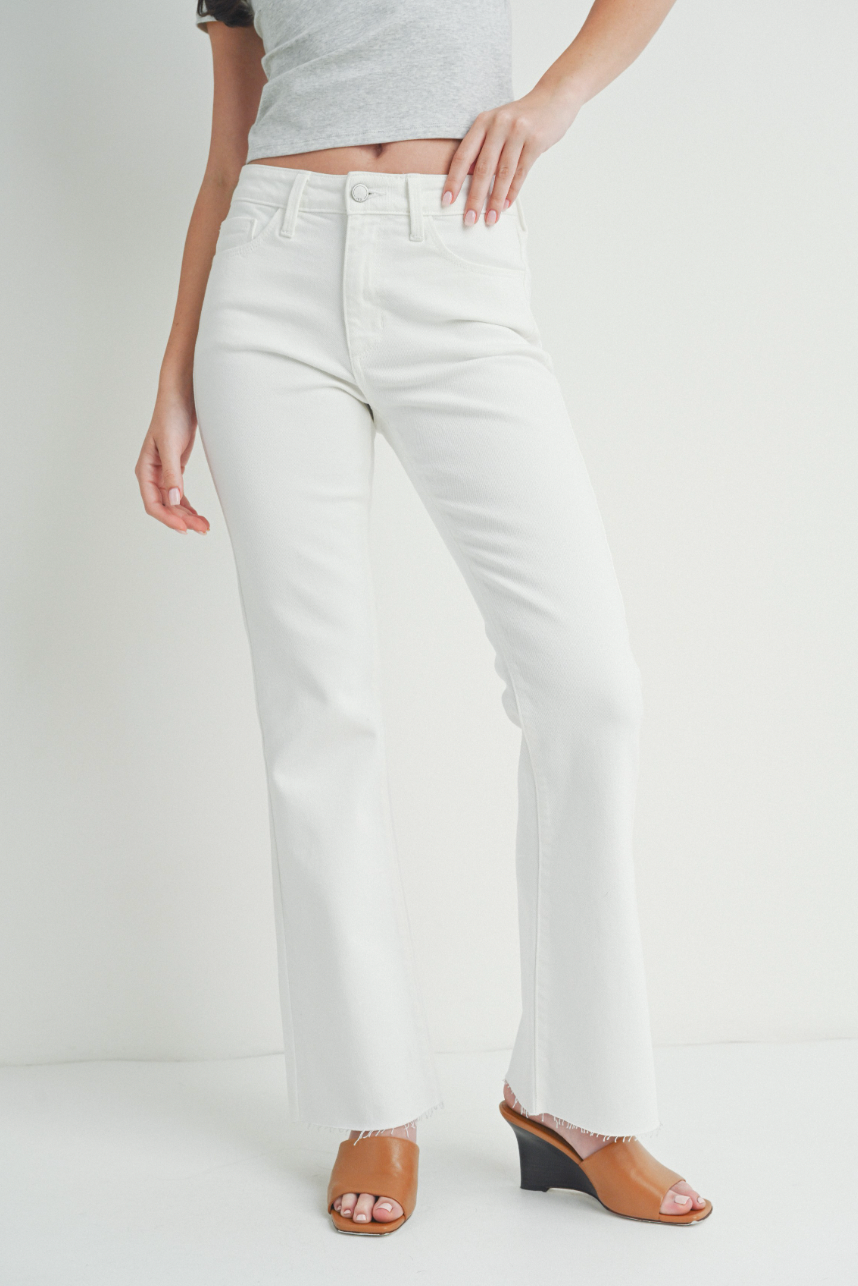 Flare white jeans discount