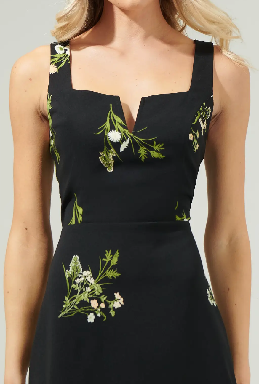 Black Floral Mini Dress
