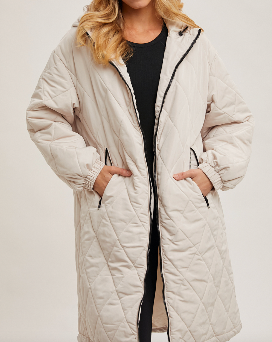 White sold Quilted CO Longline Puffer Jacket