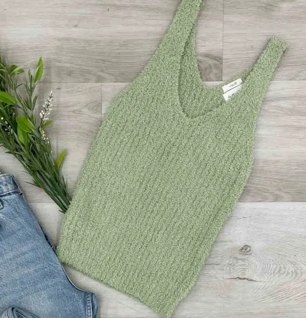 Sage V Neck Tank Top