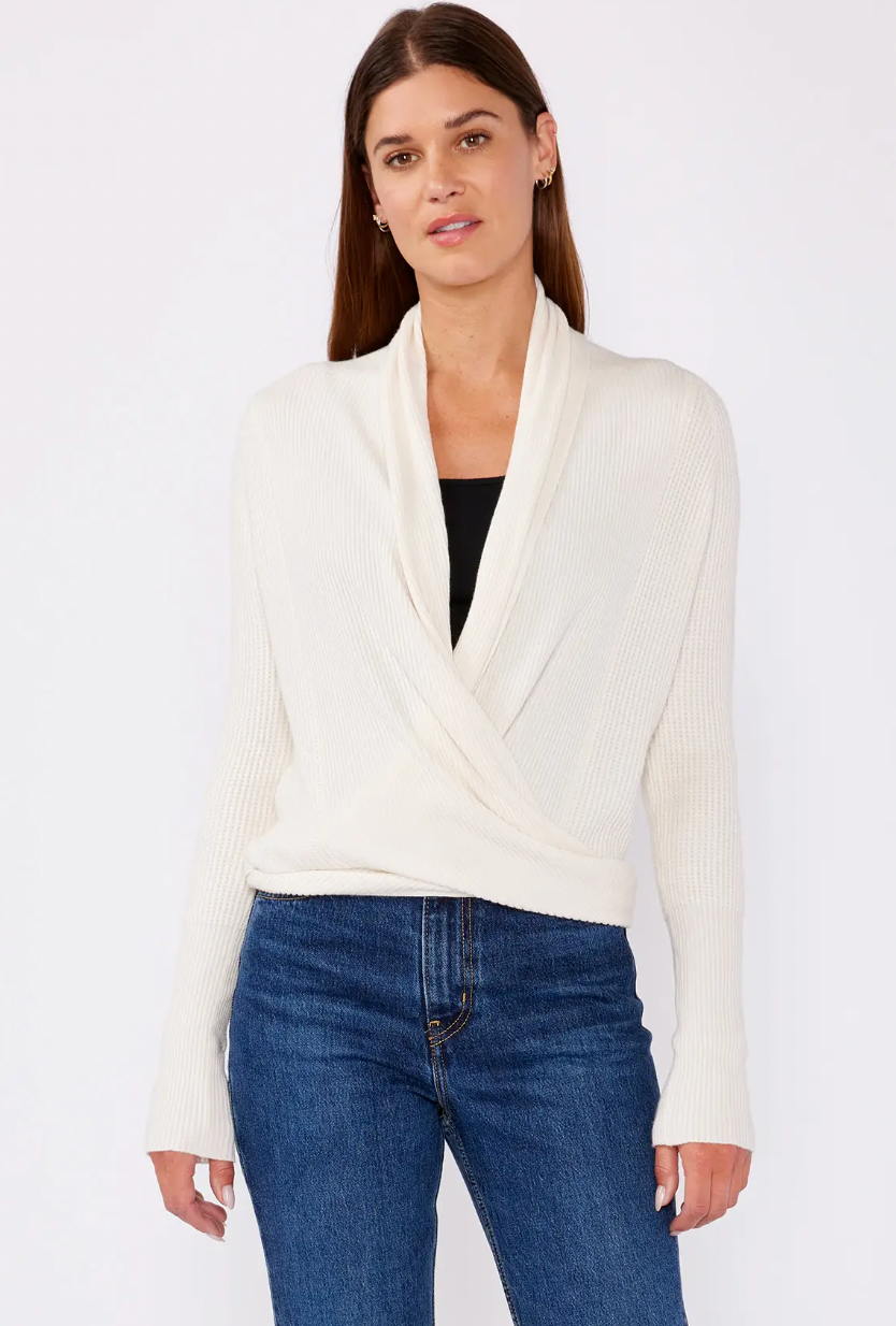 Waffle Knit Long Sleeve Tie Front Cardigan