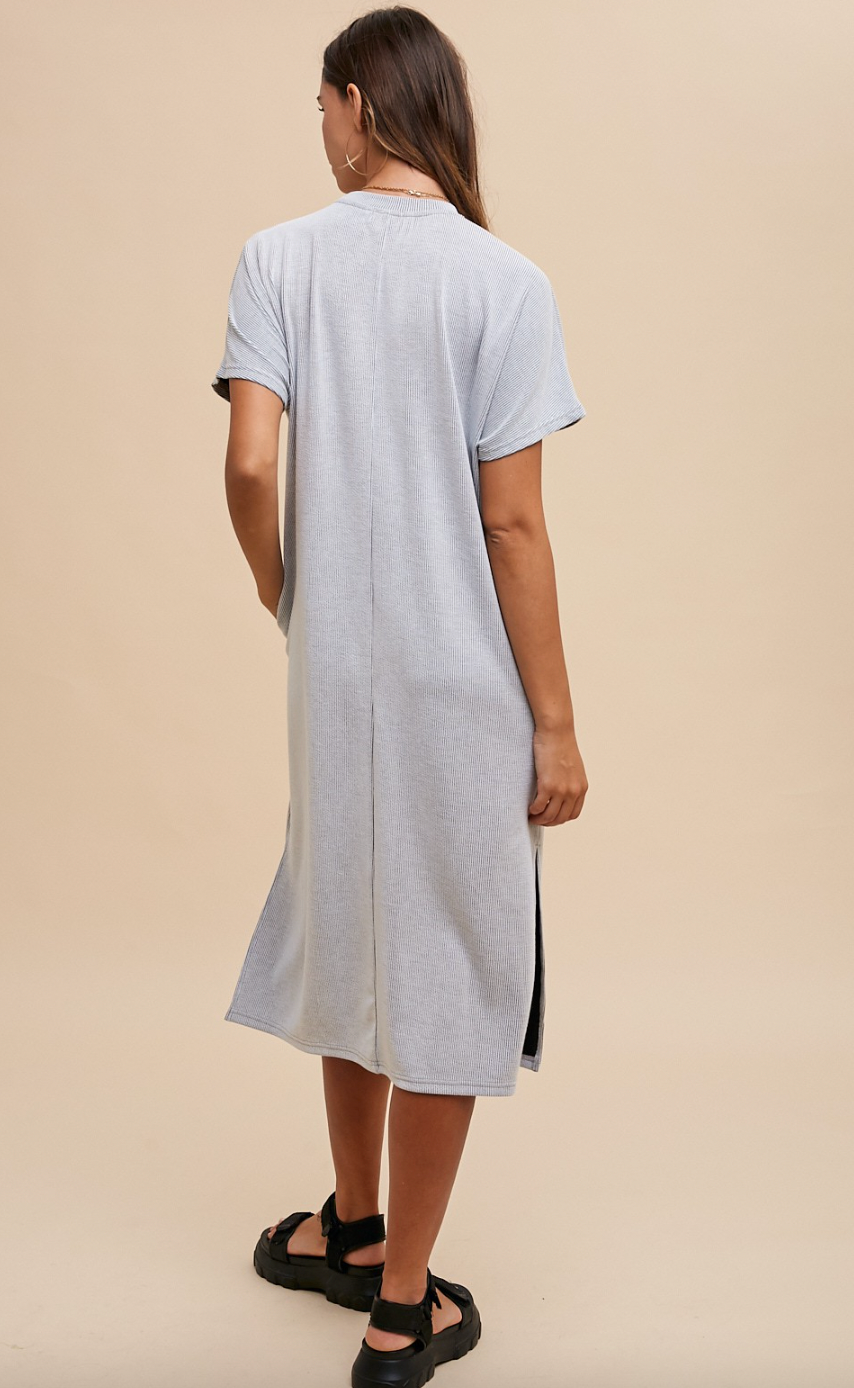 Textured Stripe Midi Knit Dress
