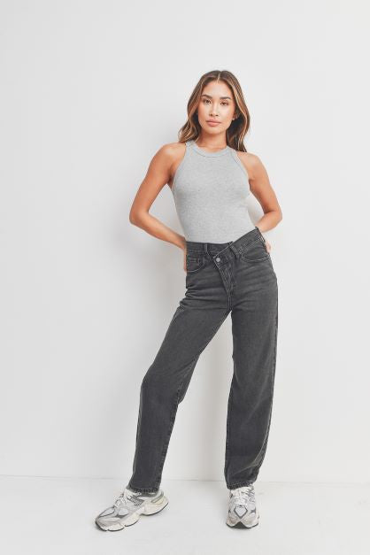 black criss cross jeans