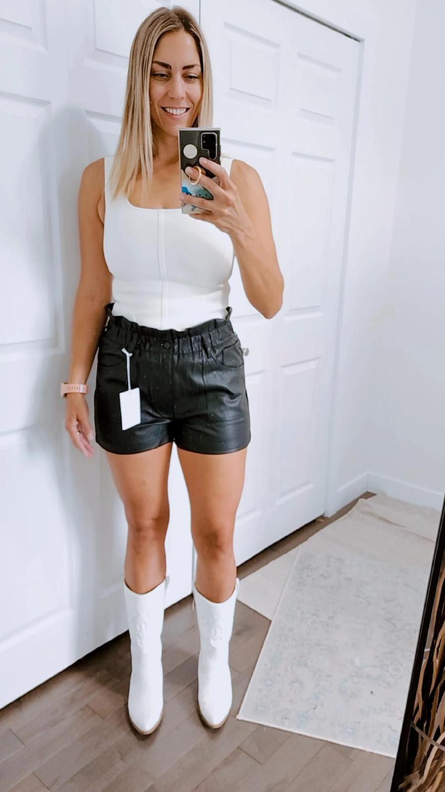 Vegan Leather Paper Bag Shorts