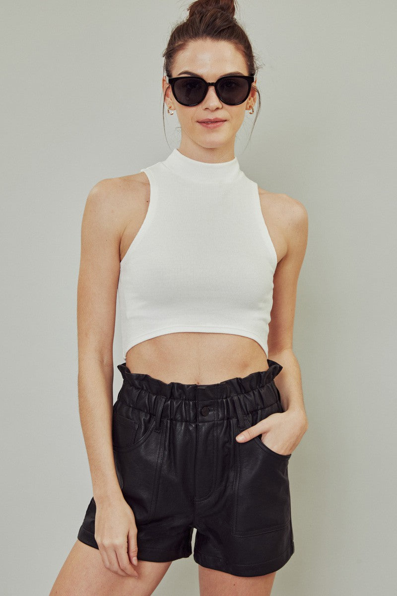 Vegan Leather Paper Bag Shorts