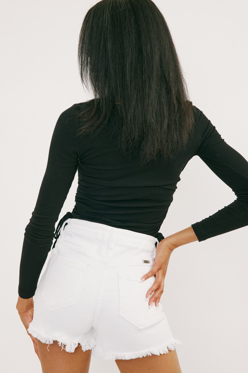 Hazel High Rise White Denim Shorts