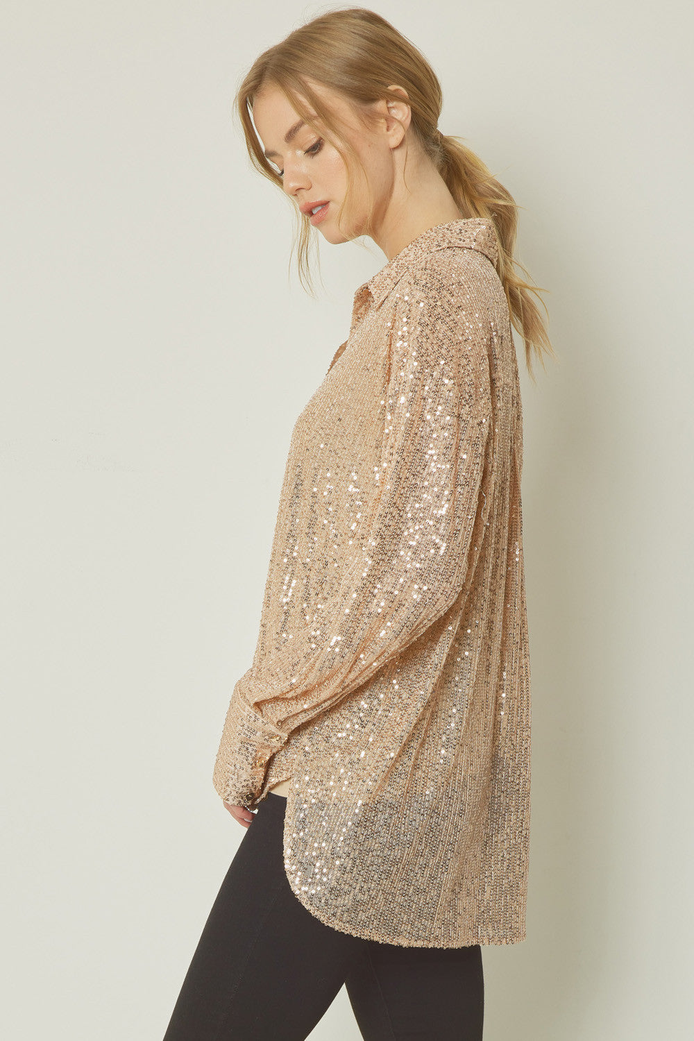 Sequin Button Down