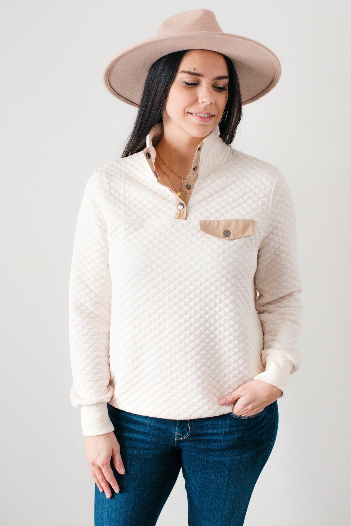 Quilted sweater womens best sale