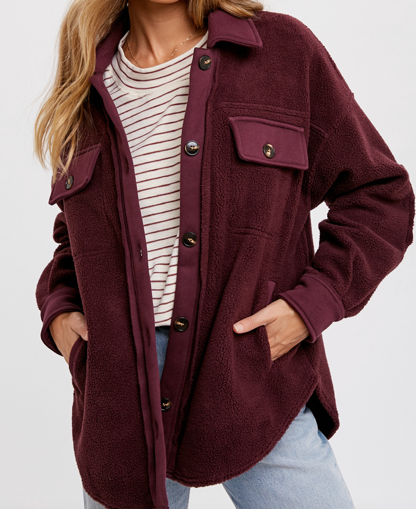 Mocha fleece shacket
