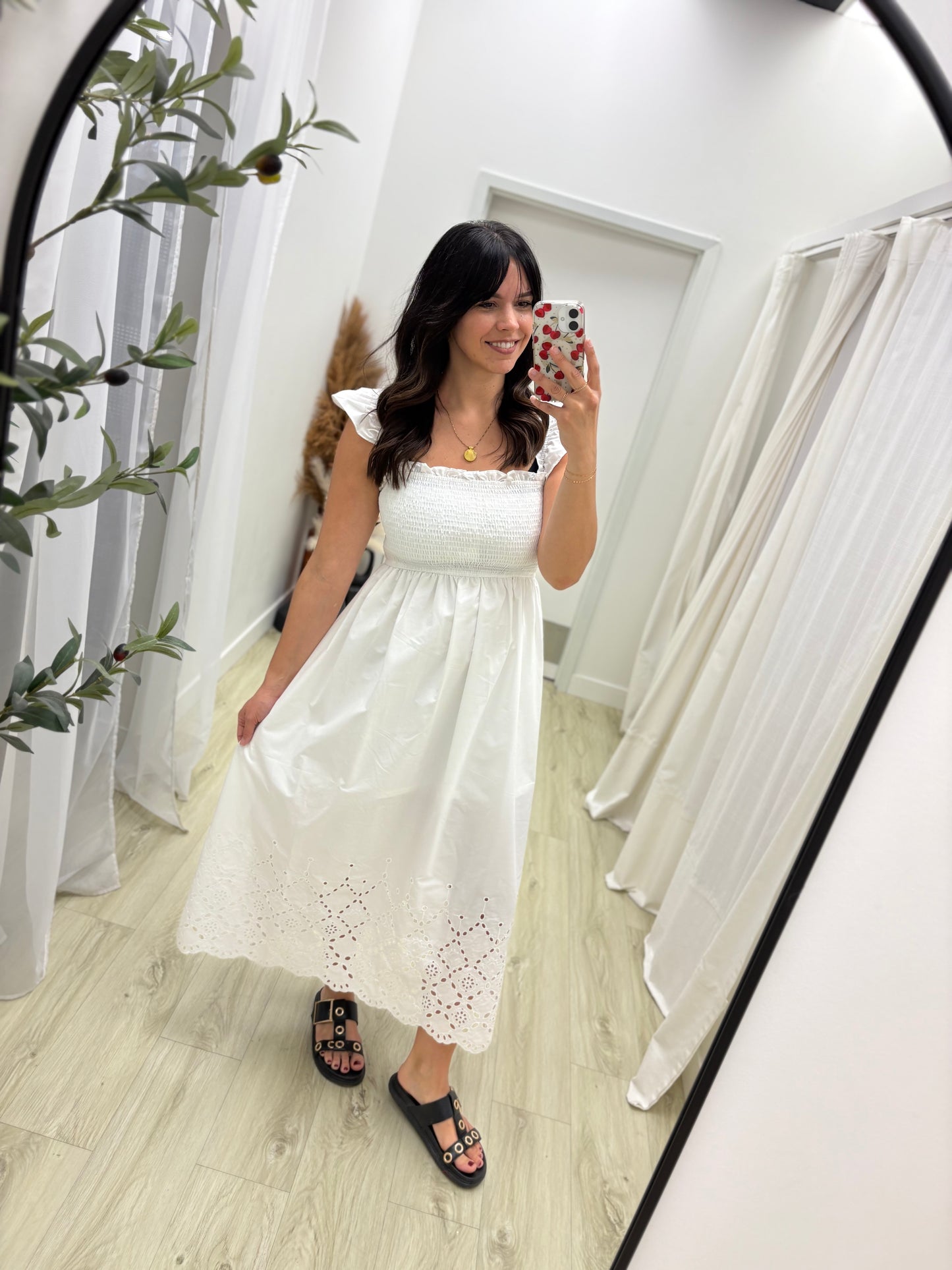 White Eyelet Ruffle Dress