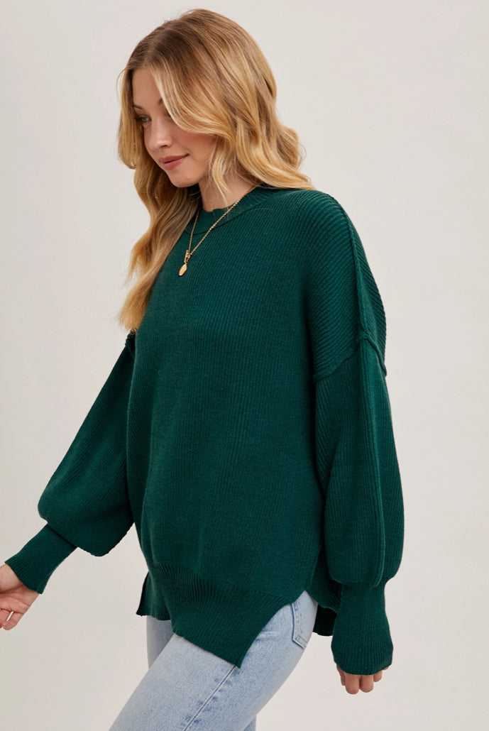 Ribbed Mock Neck Pullover