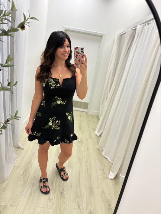 Black Floral Mini Dress