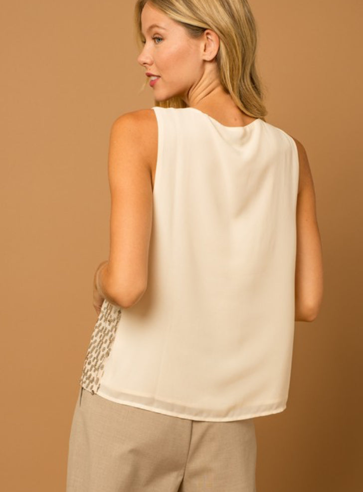 V Neck Sequin Tank