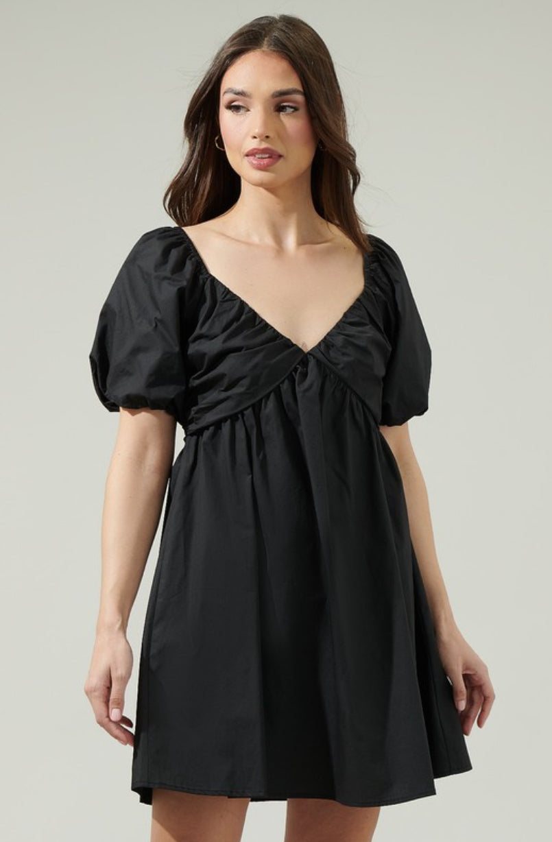 Black Poplin Mini Dress