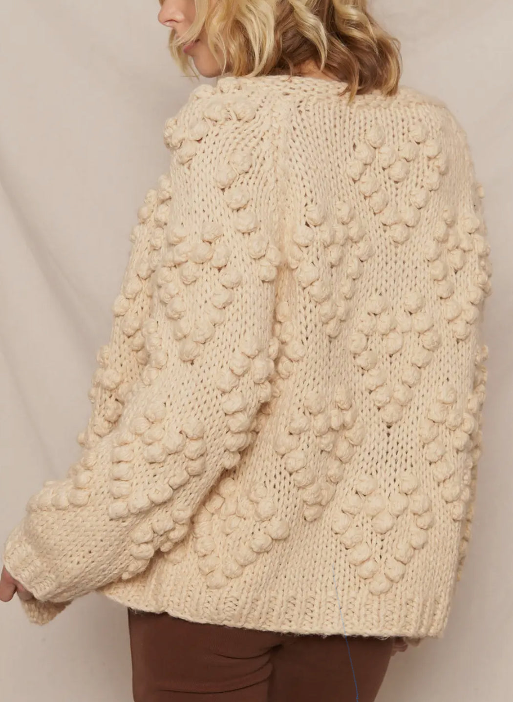 Cream Pom Pom open cardigan 