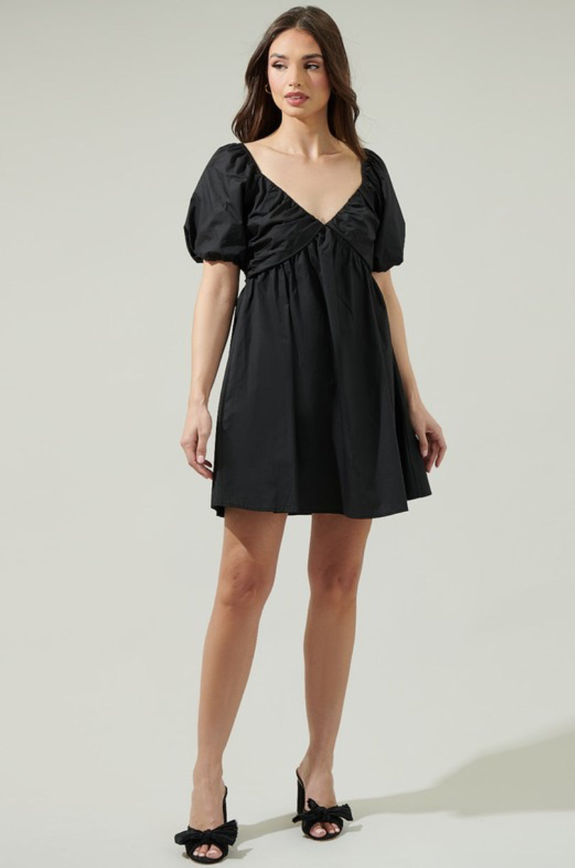 Black Poplin Mini Dress