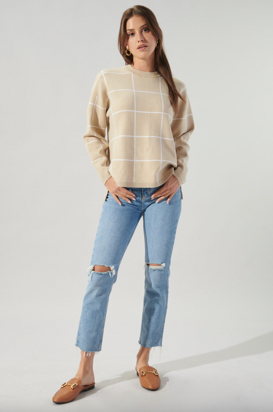 Oatmeal Grid Sweater